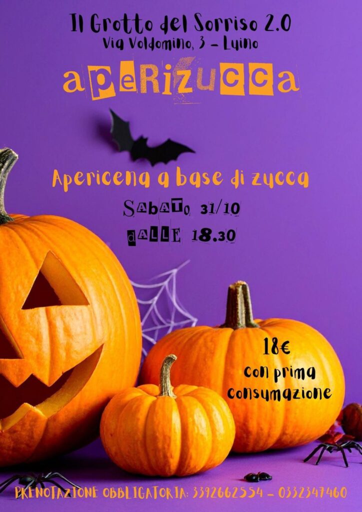 Locandina Aperizucca al Grotto del Sorriso 2.0, sabato 31 ottobre dalle 18.30